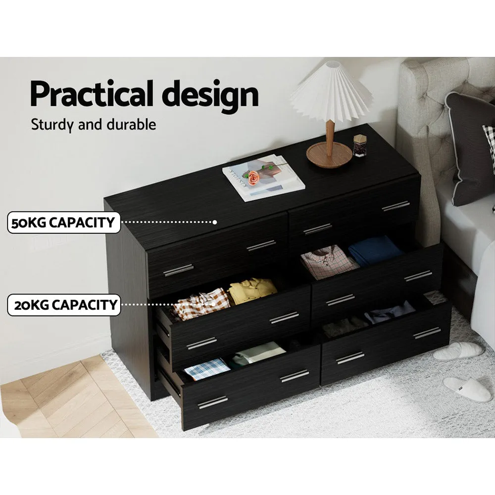 Contemporary 6 Chest of Drawers, Spacious Black - Artiss