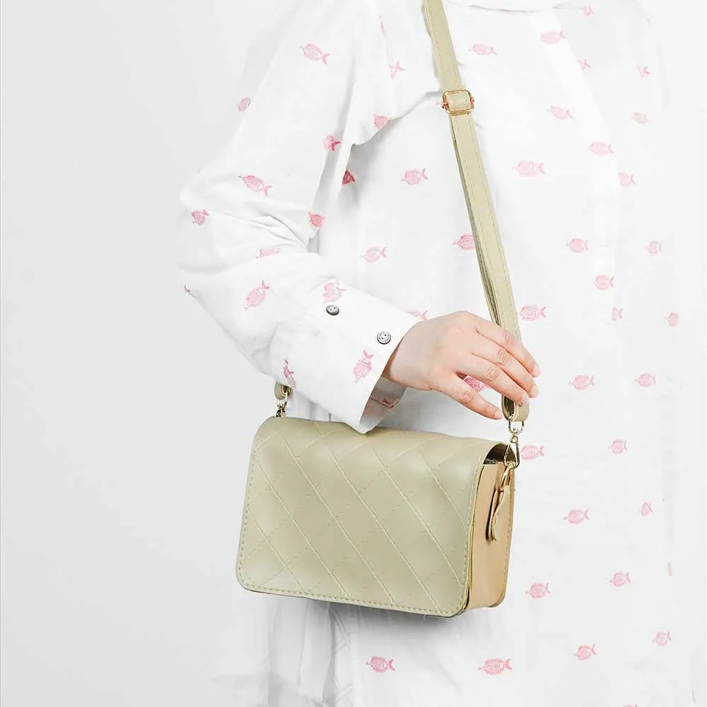 Cross Stitch Crossbody Bag Beige