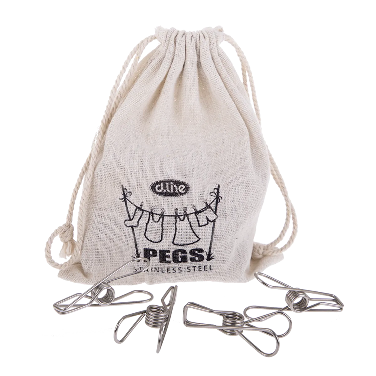 D.Line -  Stainless Steel Wire Pegs In Hemp Bag Pack 36