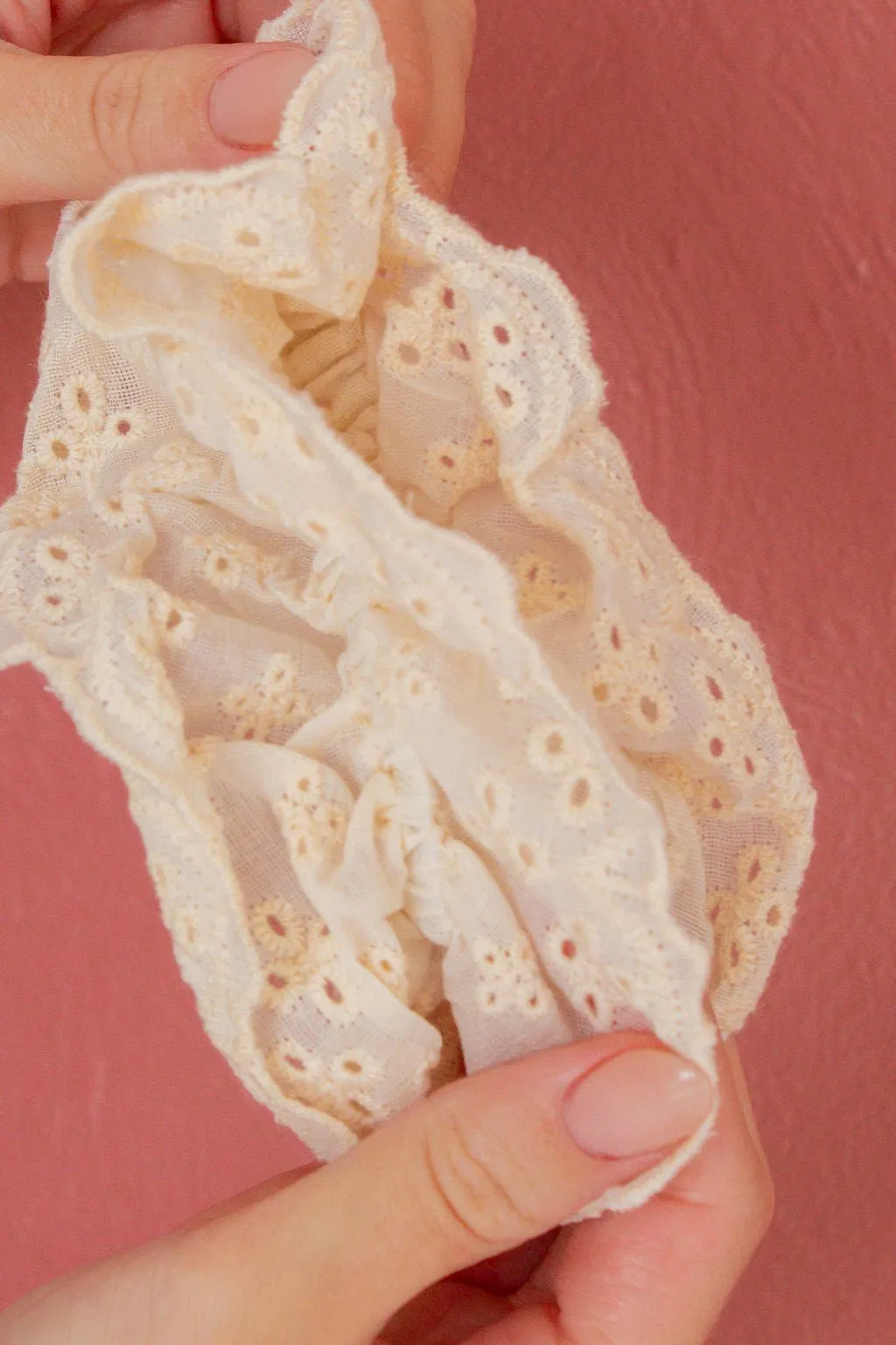 Double Ruffle Eyelet Scrunchie