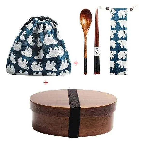 Eco-Friendly Wooden Bento Box Set with Leakproof Features - Perfect for Healthy Family Meals