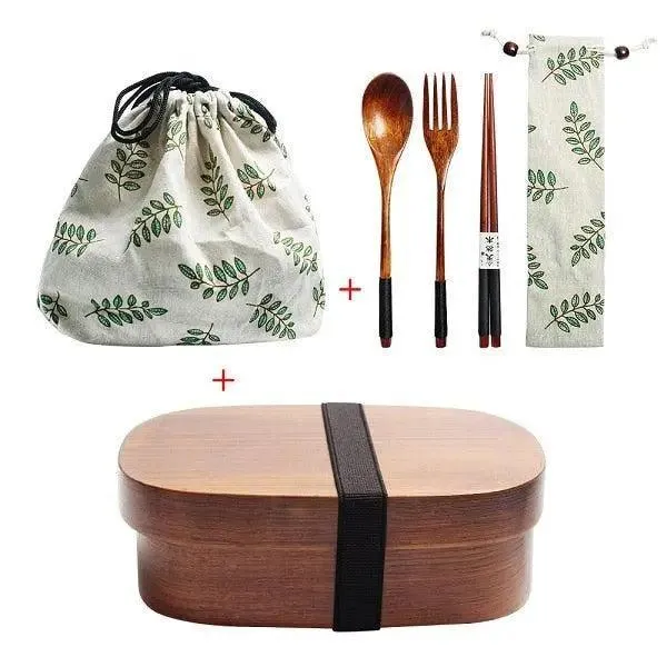 Eco-Friendly Wooden Bento Box Set with Leakproof Features - Perfect for Healthy Family Meals