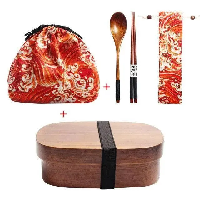 Eco-Friendly Wooden Bento Box Set with Leakproof Features - Perfect for Healthy Family Meals