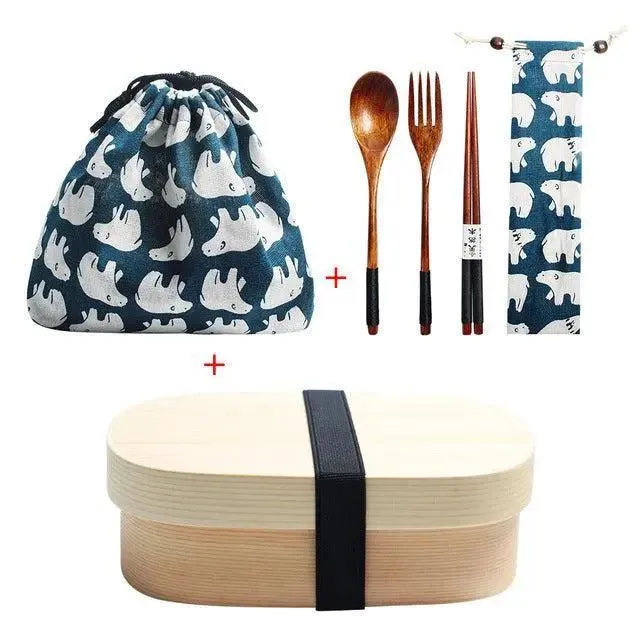 Eco-Friendly Wooden Bento Box Set with Leakproof Features - Perfect for Healthy Family Meals