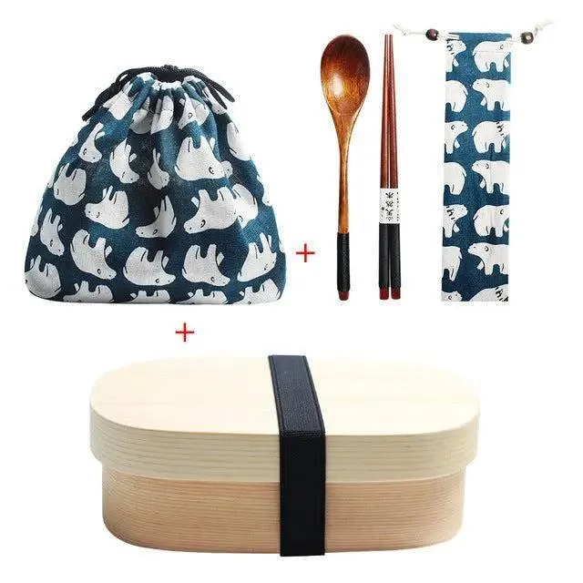 Eco-Friendly Wooden Bento Box Set with Leakproof Features - Perfect for Healthy Family Meals