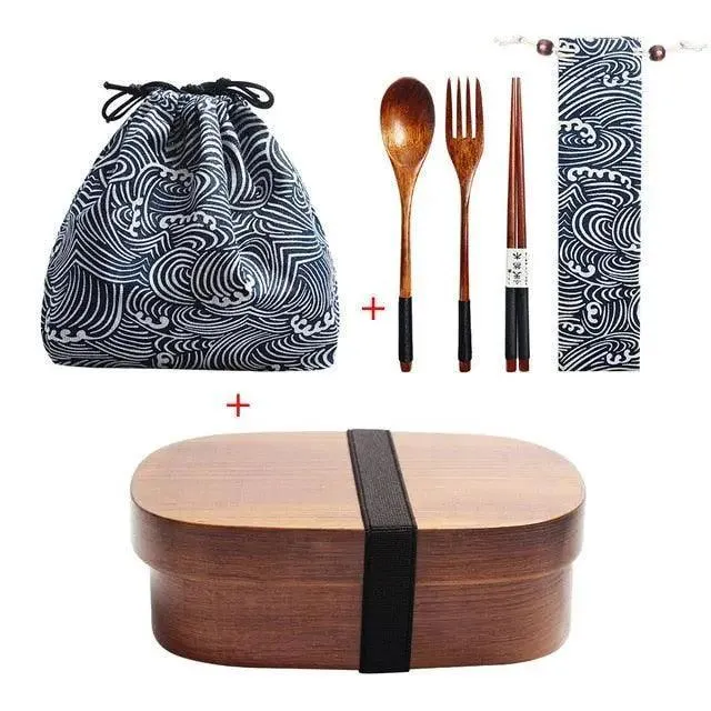 Eco-Friendly Wooden Bento Box Set with Leakproof Features - Perfect for Healthy Family Meals