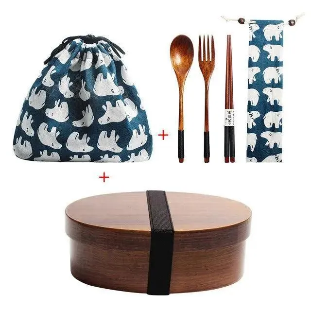 Eco-Friendly Wooden Bento Box Set with Leakproof Features - Perfect for Healthy Family Meals