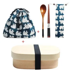 Eco-Friendly Wooden Bento Box Set with Leakproof Features - Perfect for Healthy Family Meals