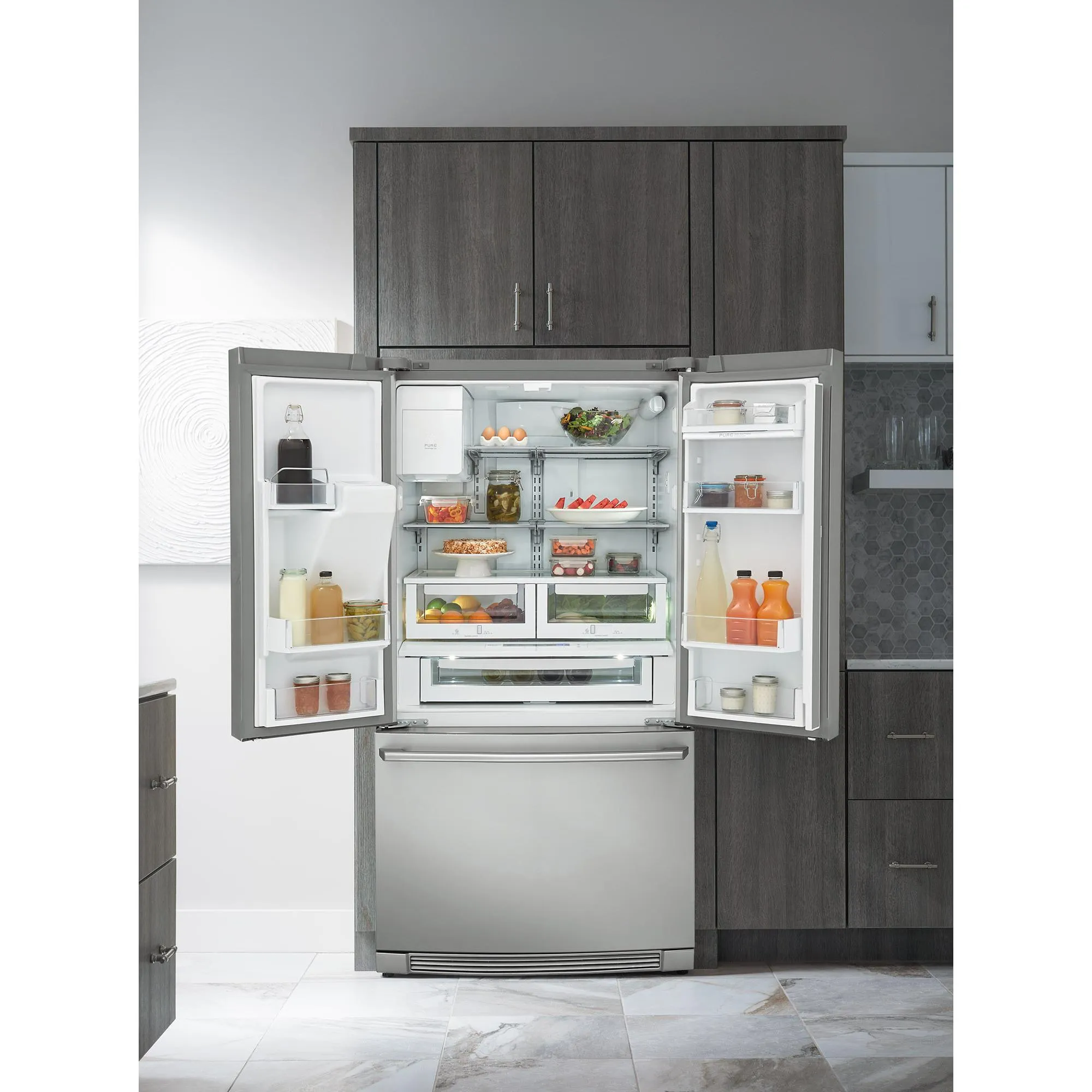 Electrolux 36-inch, 21.5 cu. ft. Counter-Depth French 3-Door Refrigerator with Wave-Touch® Controls EW23BC87SS