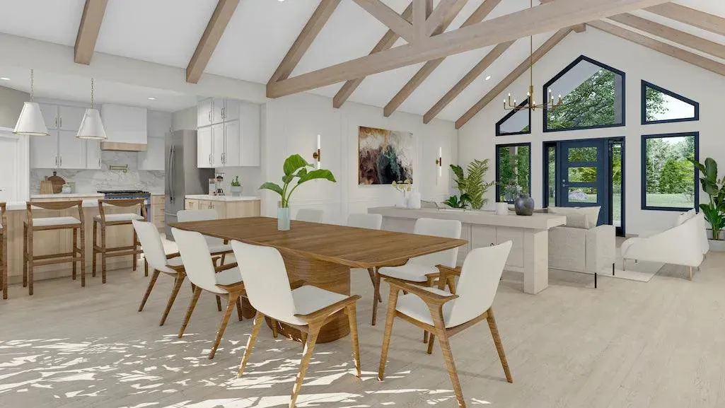 Elegant 3-Bedroom Home Plan with Spacious Porch and Front Garage
