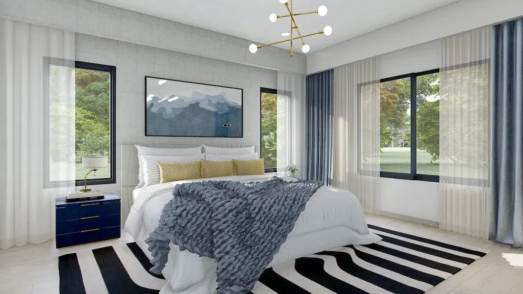 Elegant 3-Bedroom Home Plan with Spacious Porch and Front Garage