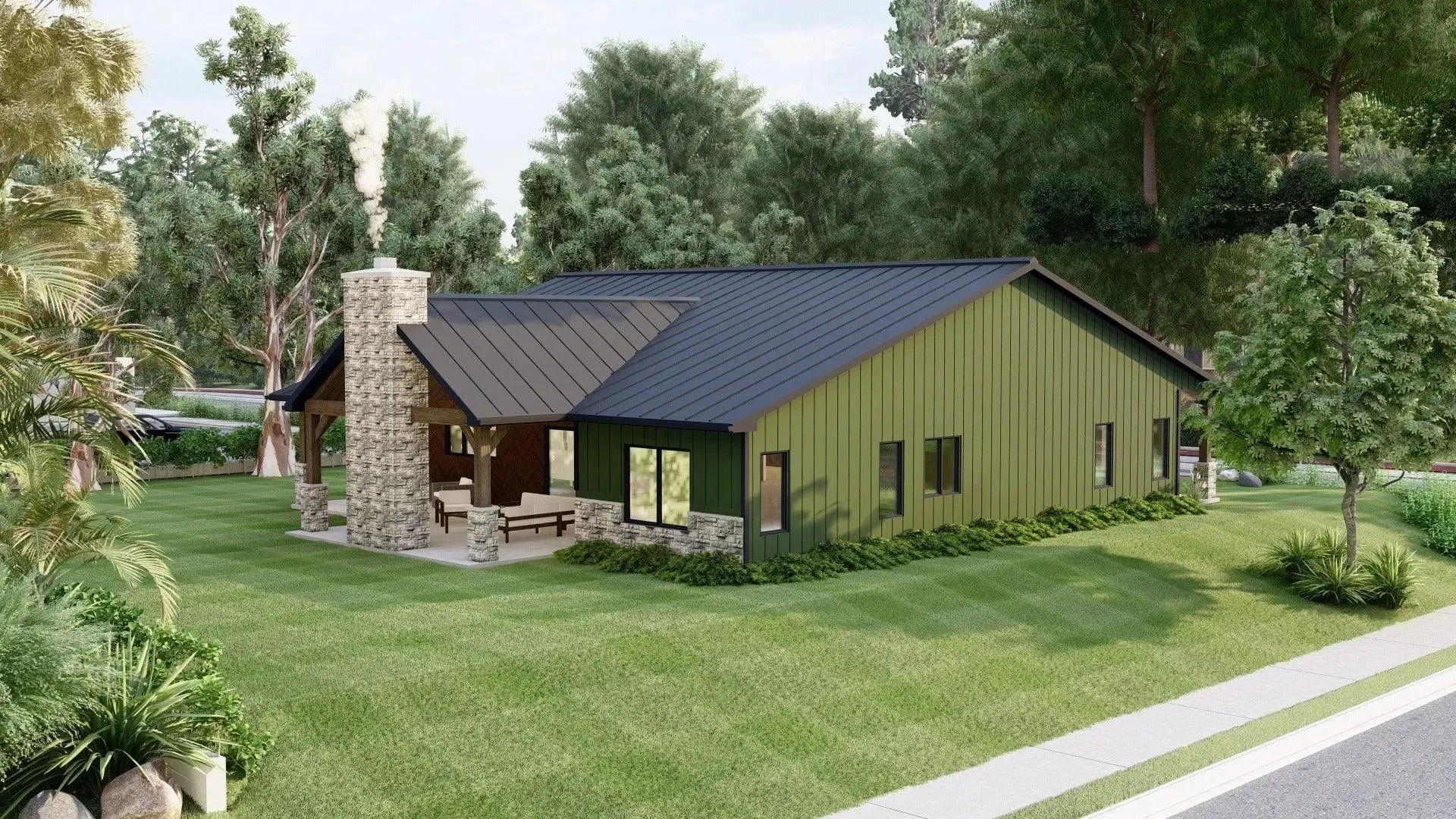 Elegant 3-Bedroom Home Plan with Spacious Porch and Front Garage