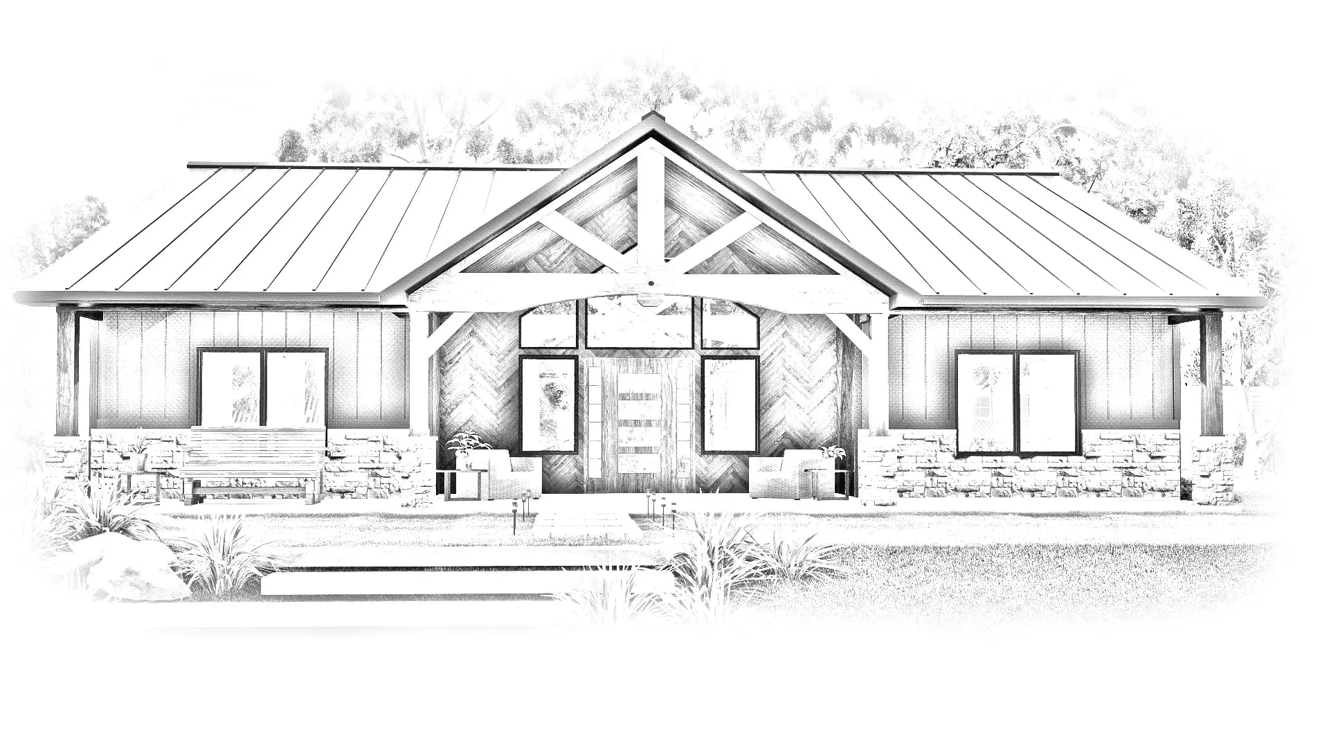 Elegant 3-Bedroom Home Plan with Spacious Porch and Front Garage