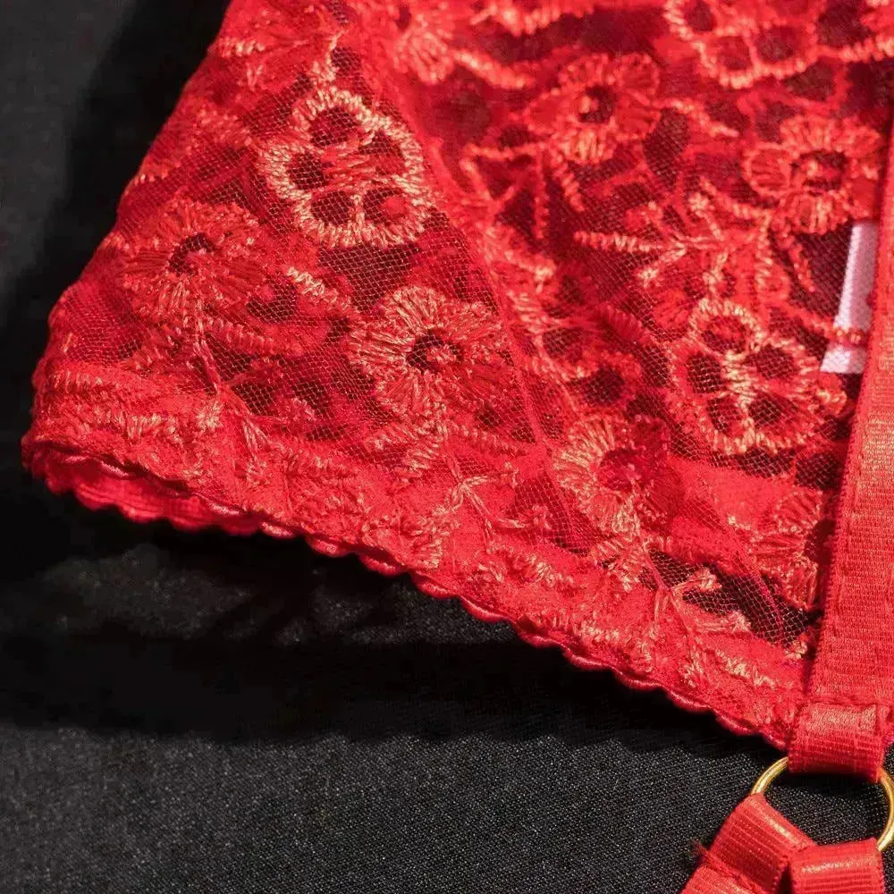 Embroidered Garter Strap Charming Lingerie