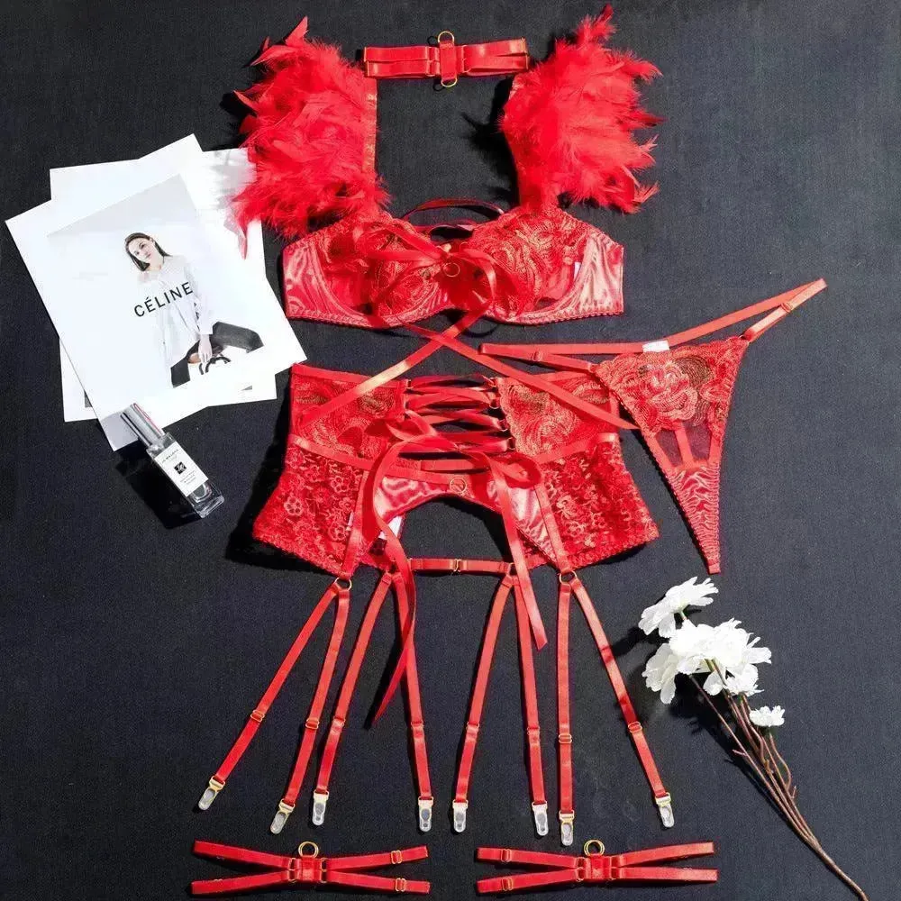Embroidered Garter Strap Charming Lingerie