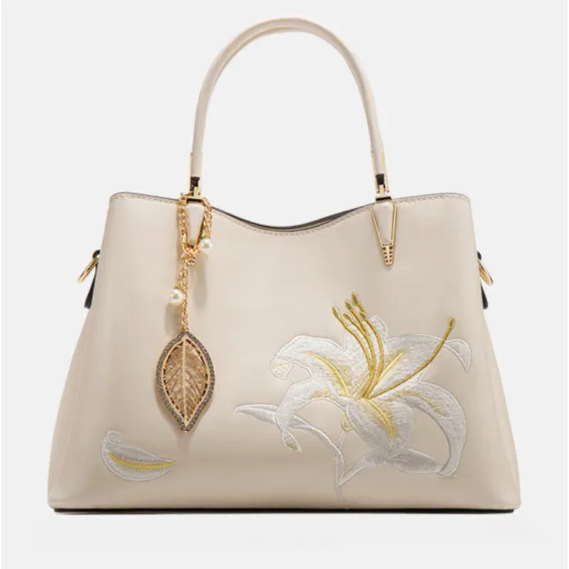 Embroidered Large Capacity Shoulder Bag