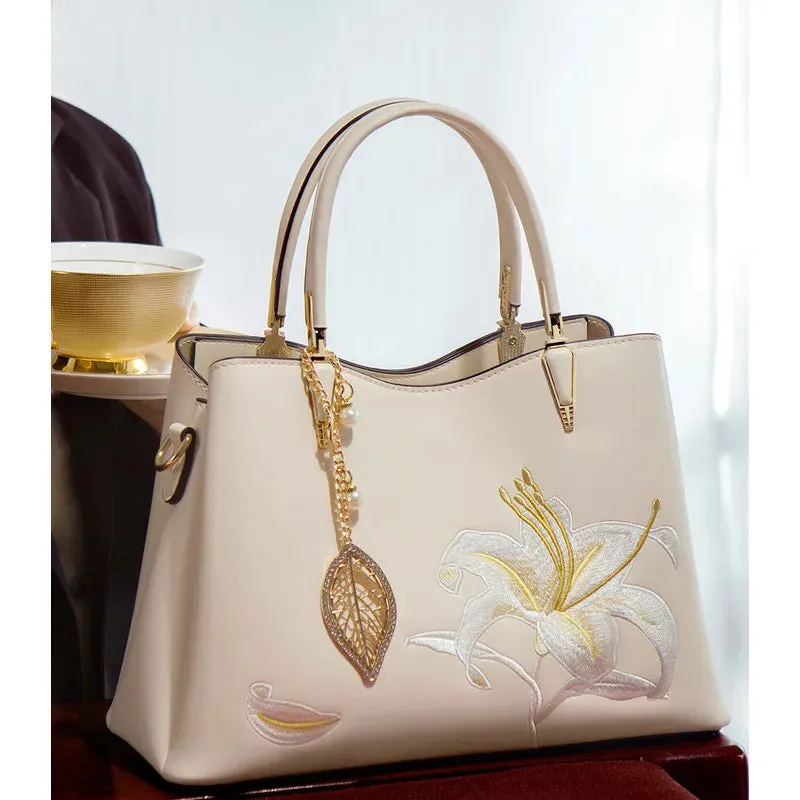 Embroidered Large Capacity Shoulder Bag