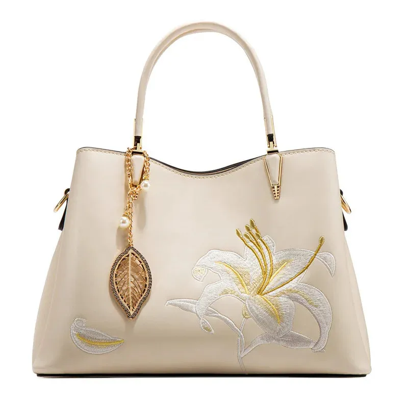 Embroidered Large Capacity Shoulder Bag