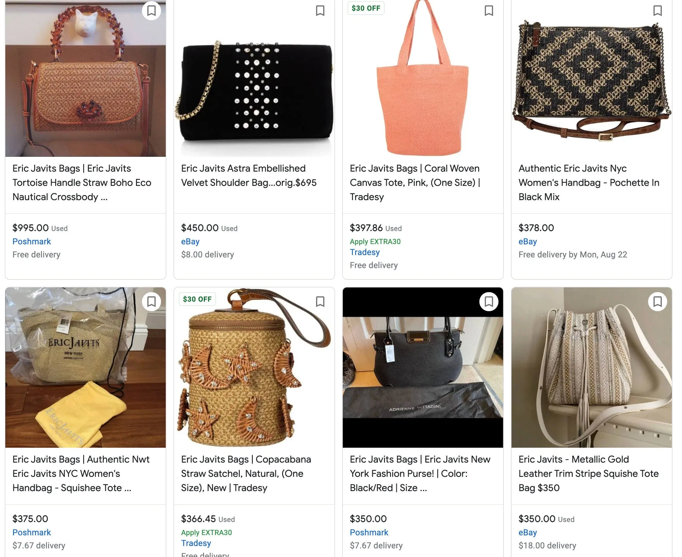 ERIC JAVITS Chain Purse  Designer Crossbody Handbag Woven Clutch Beach Bamboo Straw Evening Bag