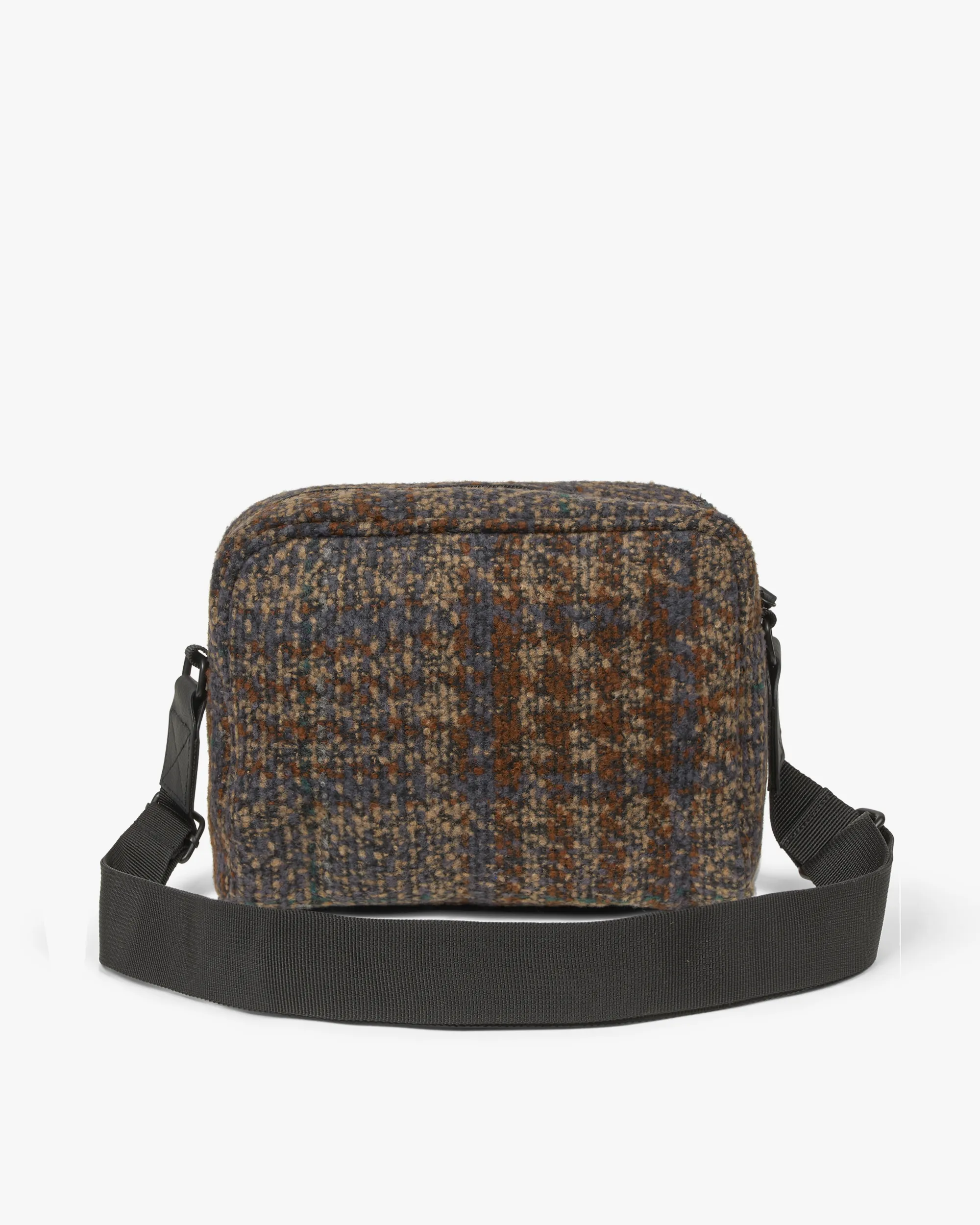 Extra-Large Woolen Check Boxy Crossbody Bag