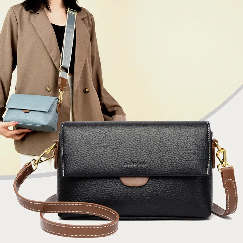 Faux Leather Crossbody Cell Phone Purse with 2 Shoulder Strap