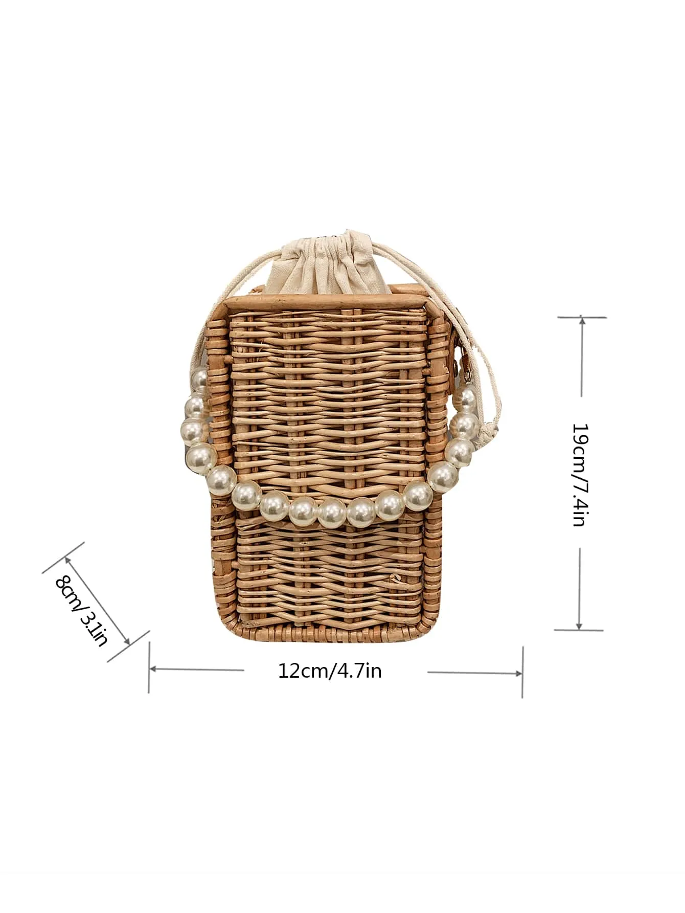 Faux Pearl  CROSSBODY Straw Bag