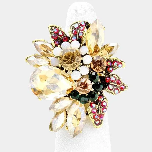 Floral Multi Stone Stretch Ring