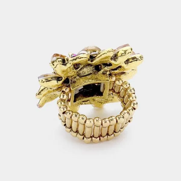 Floral Multi Stone Stretch Ring