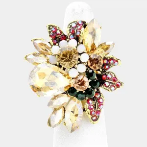 Floral Multi Stone Stretch Ring