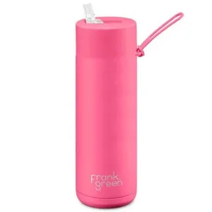 Frank Green 20oz Reusable Bottle with Straw Lid Neon Pink
