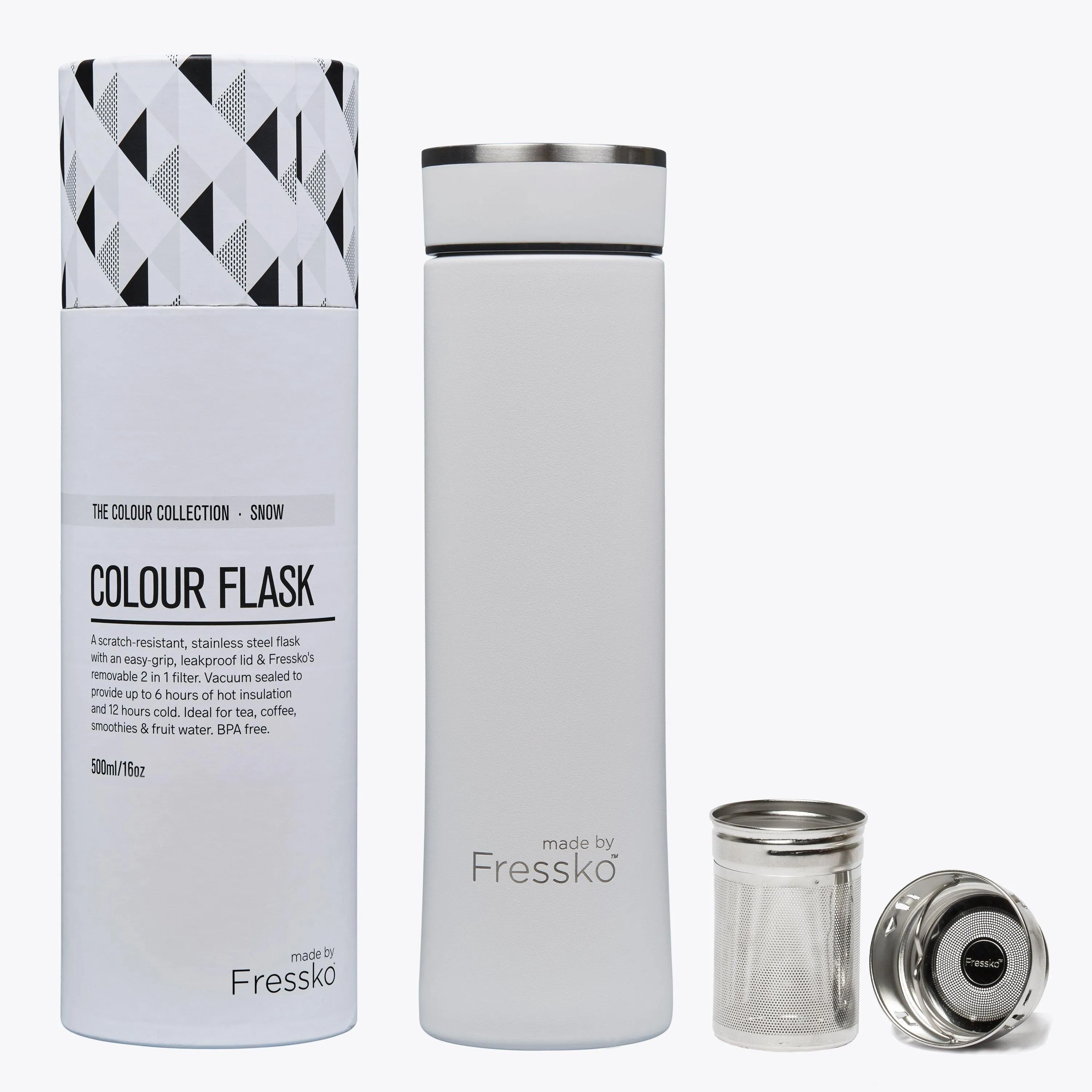 Fressko Infuser Flask 500ml - Snow | Drink Bottle