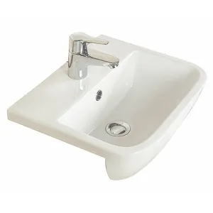 Frontline White Series 600 420mm Semi-Recessed Basin - 1 Tap Holes