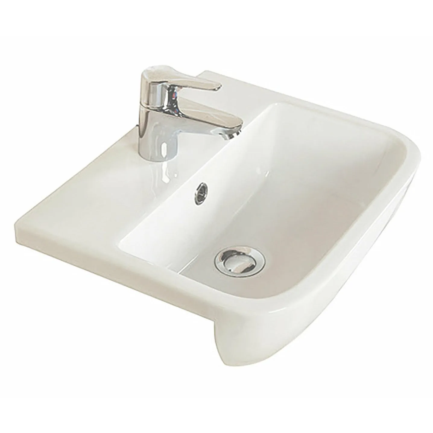 Frontline White Series 600 420mm Semi-Recessed Basin - 1 Tap Holes