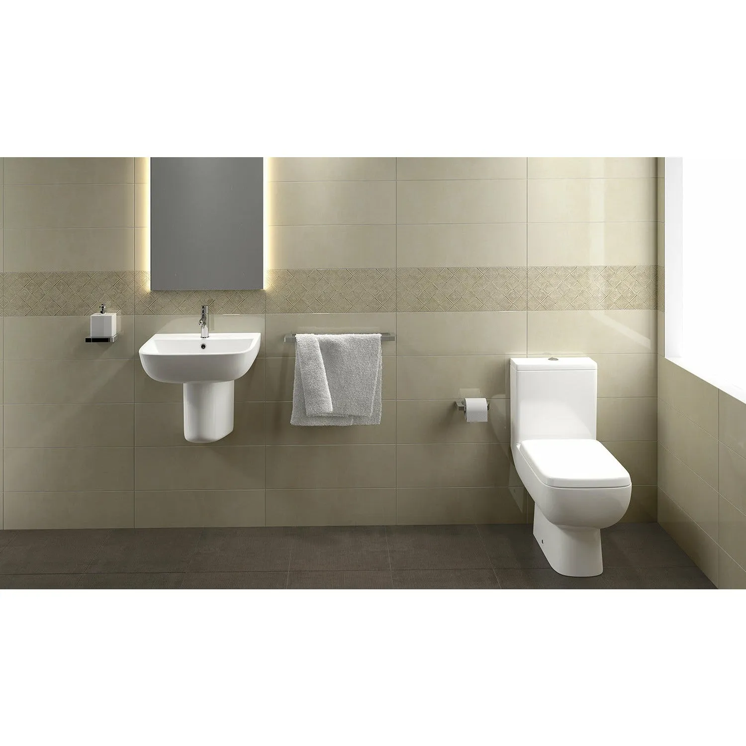 Frontline White Series 600 Semi-Pedestal Basin - 1 Tap Hole