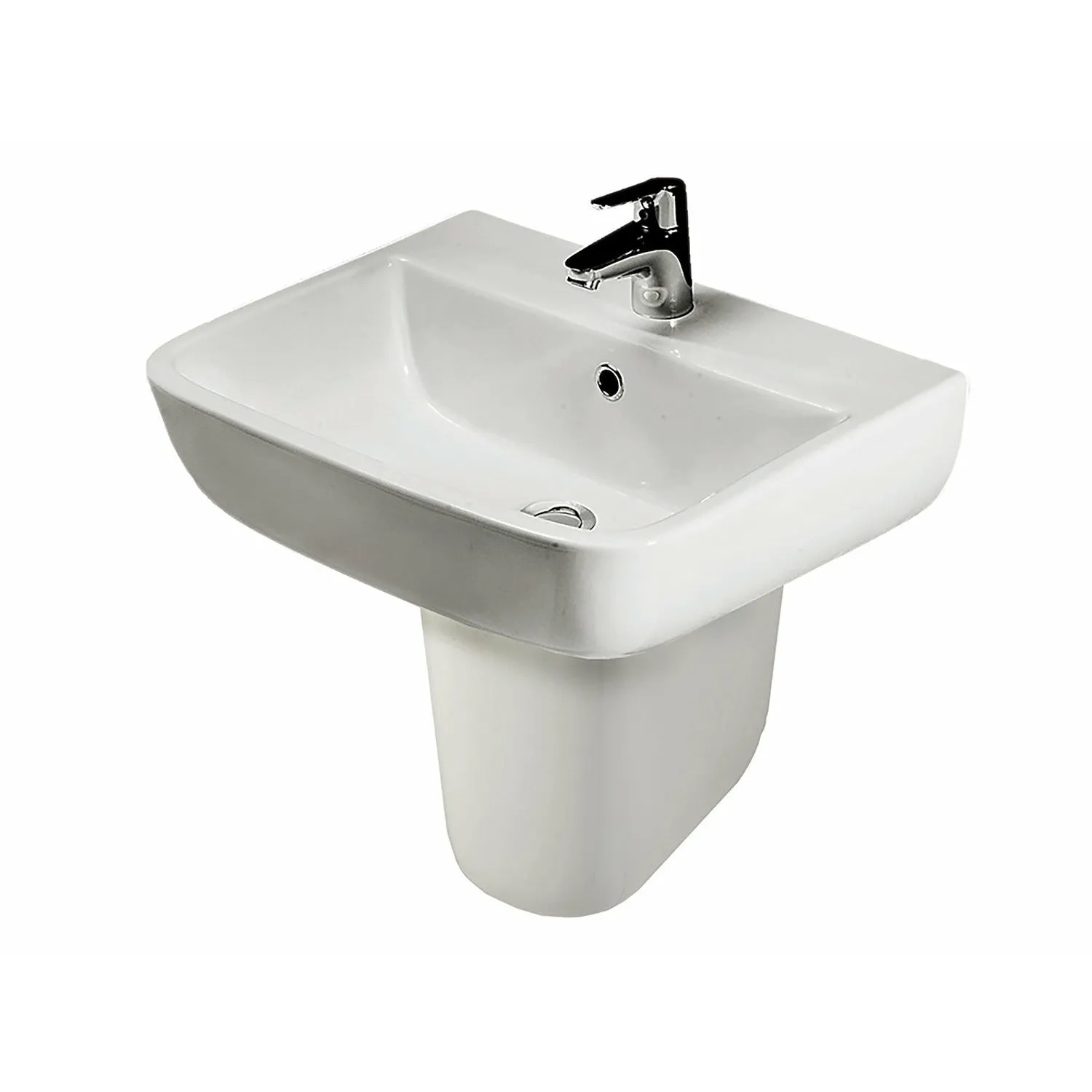 Frontline White Series 600 Semi-Pedestal Basin - 1 Tap Hole