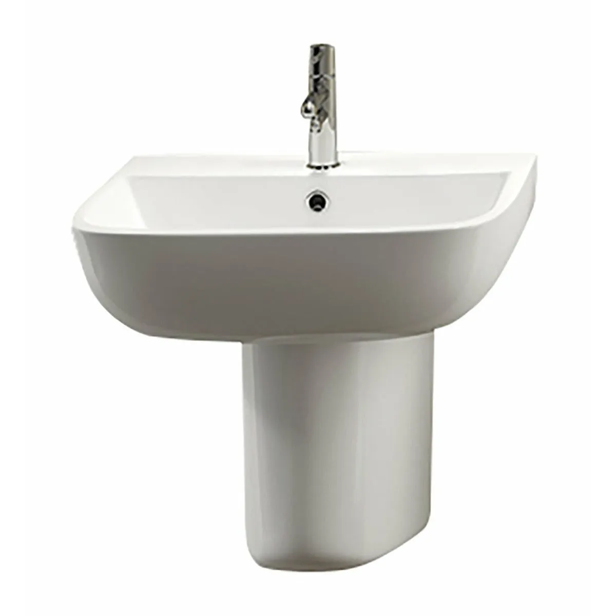 Frontline White Series 600 Semi-Pedestal Basin - 1 Tap Hole