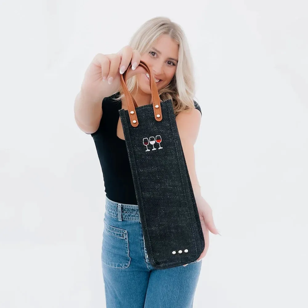Gifted Canvas Reusable Wine Tote - Wine Glasses