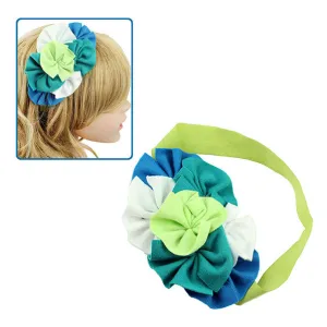 Girls Soft Fabric Flowers Stretch Headband