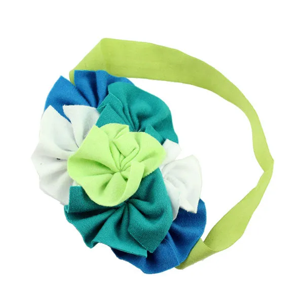 Girls Soft Fabric Flowers Stretch Headband