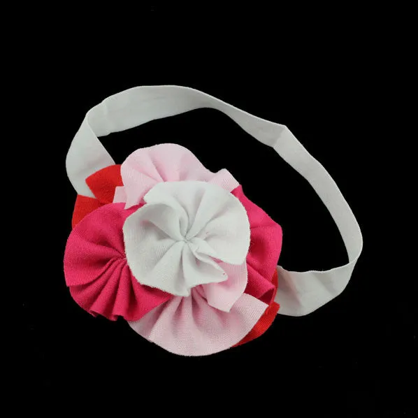 Girls Soft Fabric Flowers Stretch Headband