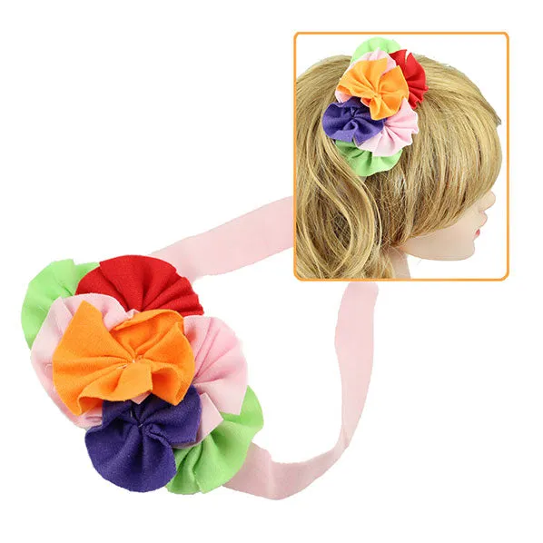 Girls Soft Fabric Flowers Stretch Headband