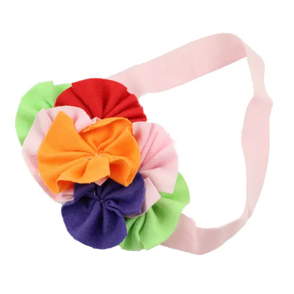 Girls Soft Fabric Flowers Stretch Headband