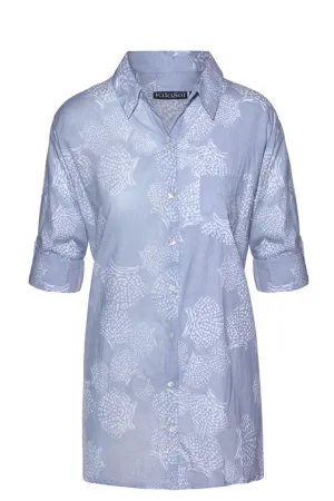 Gray Blue Shell KikiSol Boyfriend Shirt