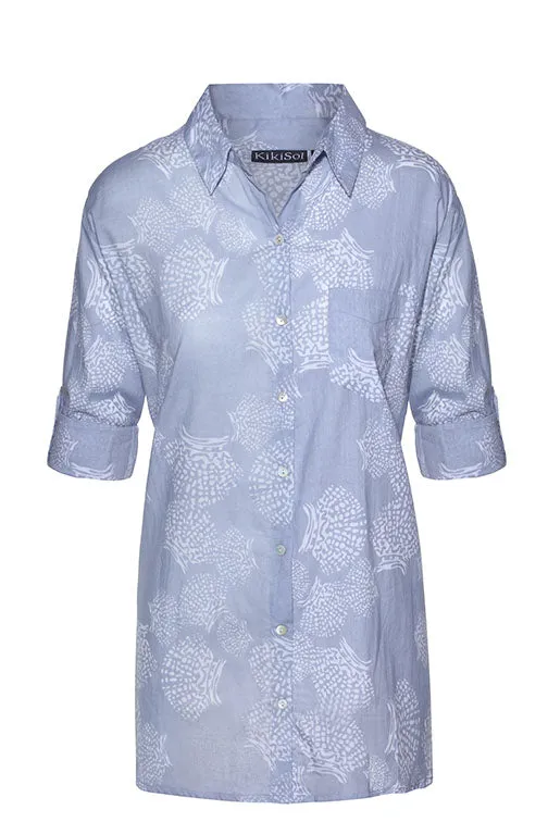 Gray Blue Shell KikiSol Boyfriend Shirt