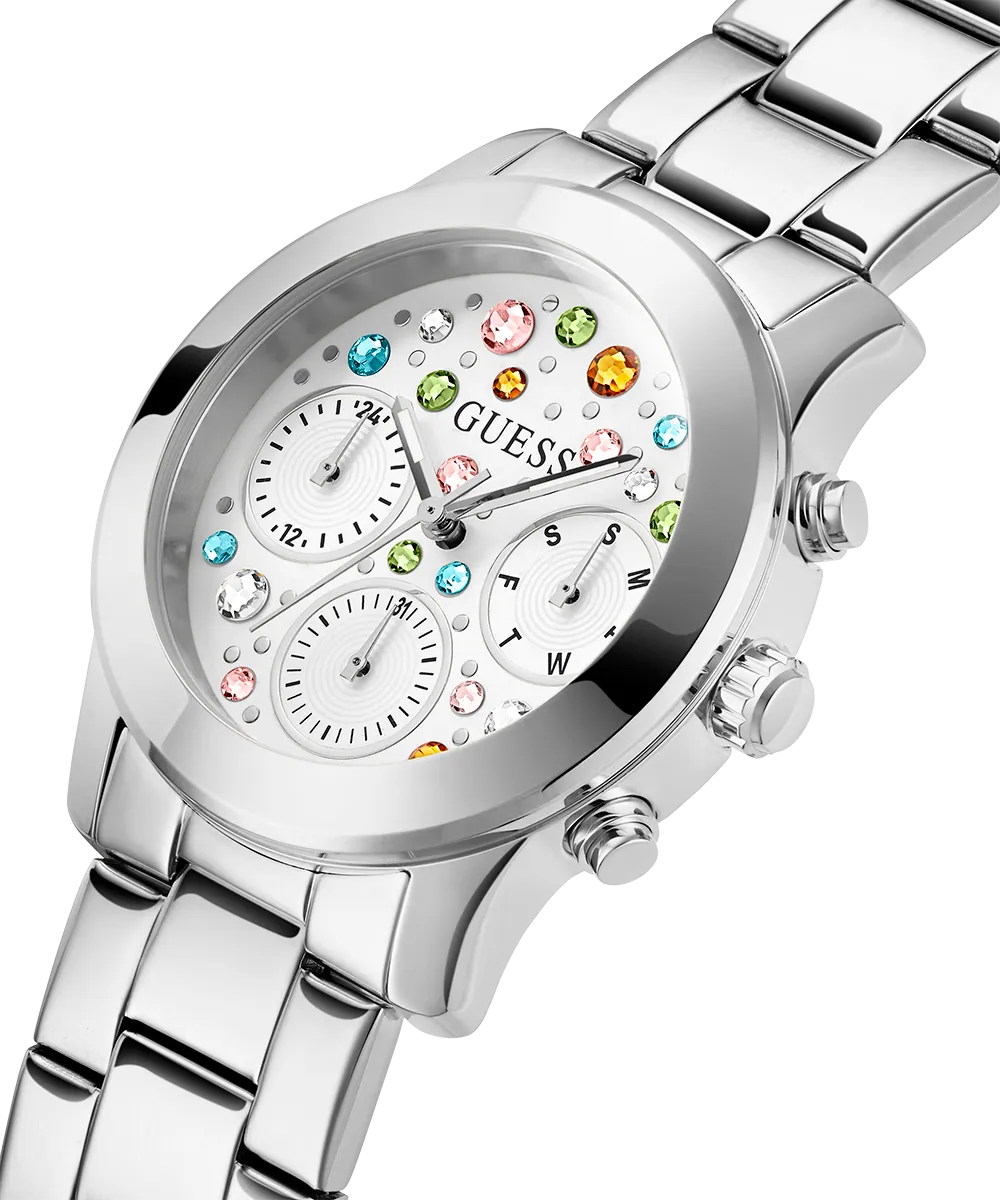 GUESS Ladies Silver Tone Multi-function Watch
