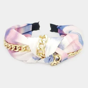 Headband Metal Chain Purple Tie Dye Burnout Knot