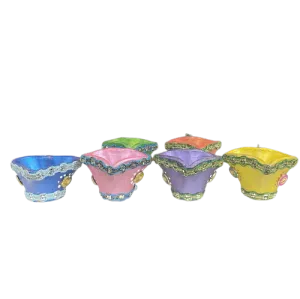 Heart Shape Multi colored Diyas-Pack of 6