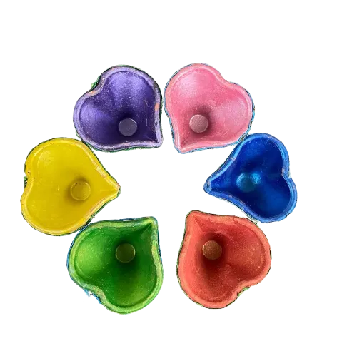 Heart Shape Multi colored Diyas-Pack of 6