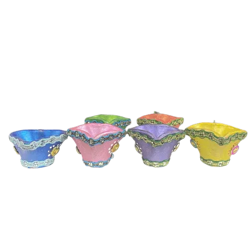 Heart Shape Multi colored Diyas-Pack of 6