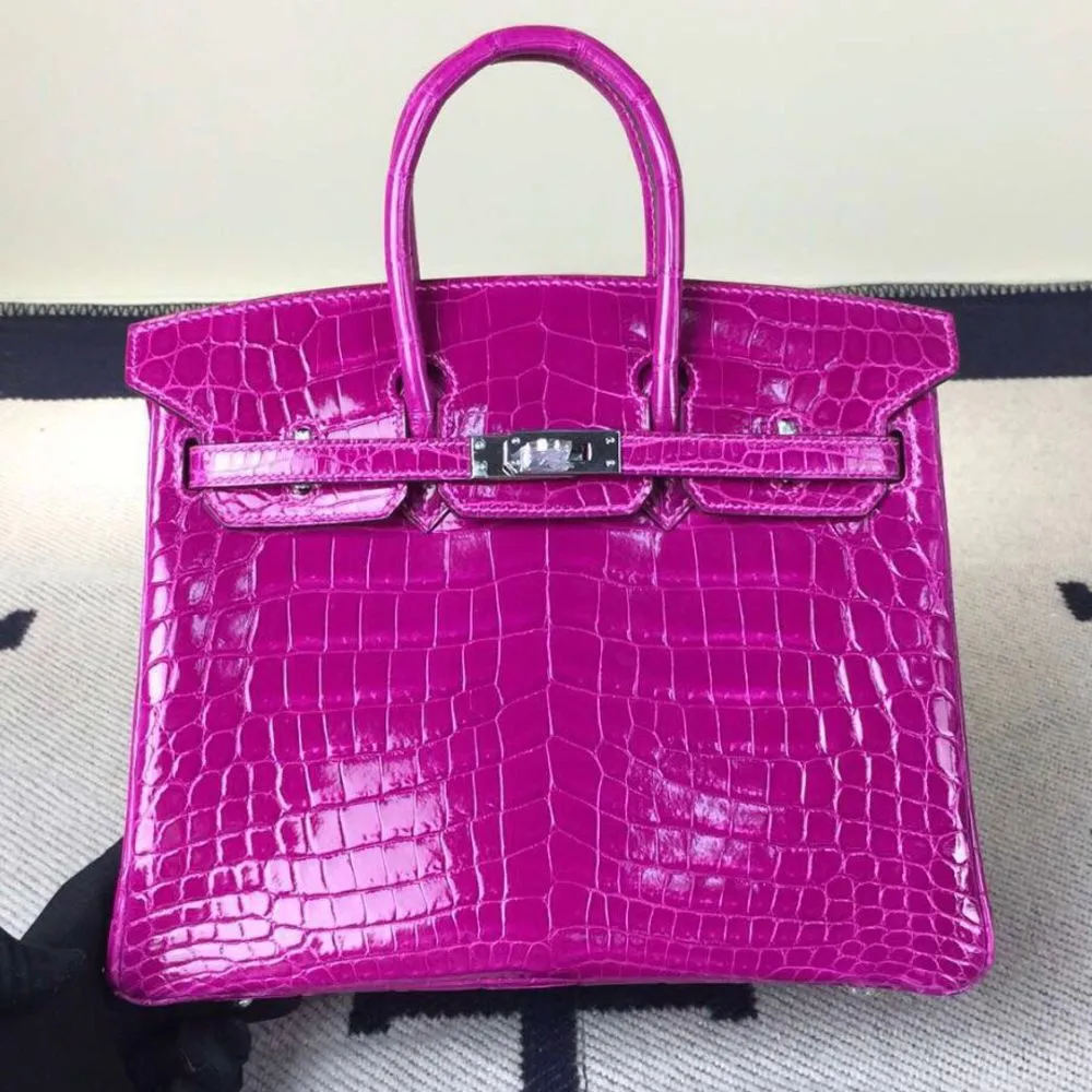 Hermès Birkin 25 Rose Sheherazade Alligator Mississippi Lisse Palladium Hardware PHW